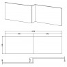 Solace Oak Woodgrain 1700mm Two Piece Front Bath Panel & Plinth - Technical Drawing