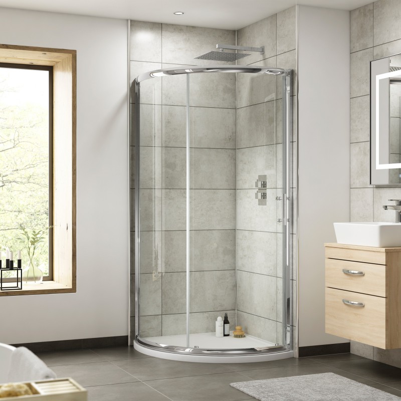 Pacific Single Entry Quadrant Shower Enclosure 860x860mm - Insitu