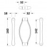 Ella Rounded Shower Handle - 160mm (h) x 18mm (w) x 32mm (d) - Technical Drawing