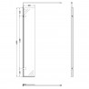 300mm(w) Hinged Return Wetroom 8mm Shower Screen (90 Degree Brushed Brass Frame Toughened Glass) - Technical Drawing
