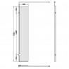 300mm x 1850mm Fluted Wetroom 8mm Toughened Safety Glass Swing Return Screen - Brushed Brass - Technical Drawing