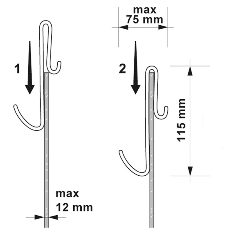 Enclosure Hook For Frameless Enclosures - Technical Drawing