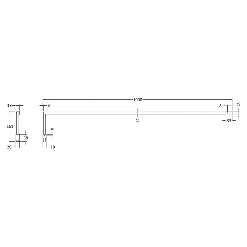 Black Support Bar Kit - Technical Drawing