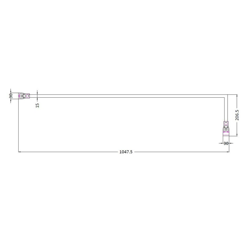 Wetroom Screen Support Arm - Technical Drawing