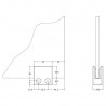Black 3000mm Wetroom Foot and Wall Bracket - Technical Drawing