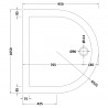 D Shape Shower Tray 1050mm - Technical Drawing