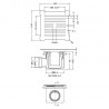 Square Shower Waste Chrome Top with White Waste - Technical Drawing