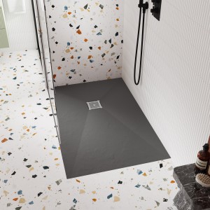 Square Shower Waste Chrome Top with Black Waste