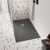 Square Shower Waste Chrome Top with Black Waste - Insitu