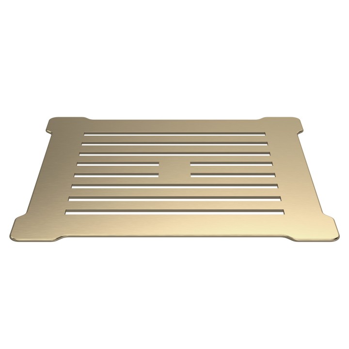 Square Shower Waste Brushed Brass Top with Black Waste