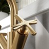 Aztec Deck Mount Mono Basin Mixer Tap with Push Button Waste - Brushed Brass - Insitu