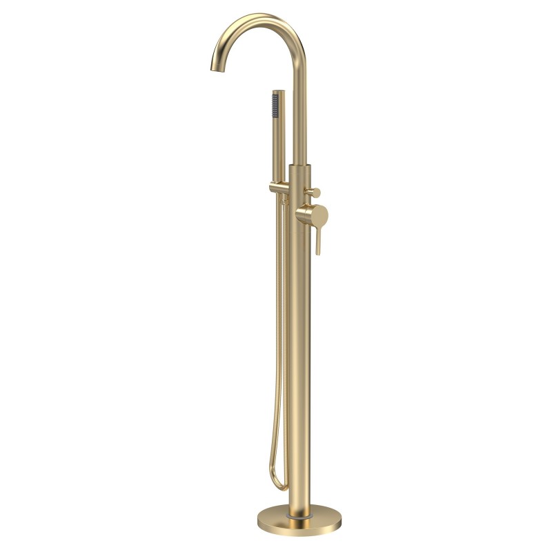 Aztec Freestanding Bath Shower Mixer with Kit - Brushed Brass