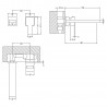 Sanford Wall Mounted 2 Tap Hole Basin Mixer - Technical Drawing