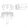 Sanford Wall Mounted 3 Tap Hole Basin Mixer - Technical Drawing