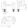 Sanford Twin Flat Lever Deck Mounted Bath Filler - Technical Drawing