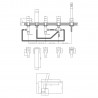 Sanford Deck Mounted 5 Tap Hole Bath Shower Mixer - Technical Drawing