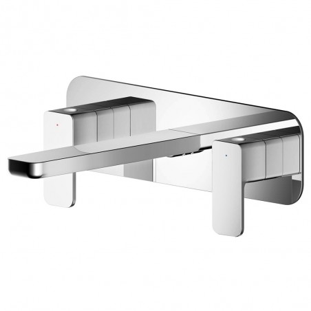Windon Chrome Wall Mounted 3 Tap Hole Basin Mixer With Wall Plate