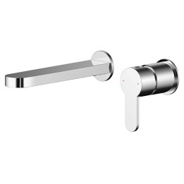 Arvan Chrome Wall Mounted 2 Tap Hole Basin Mixer