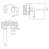 Arvan Chrome Wall Mounted 2 Tap Hole Basin Mixer - Technical Drawing