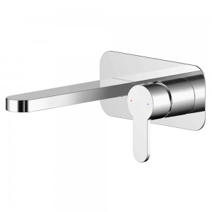 Arvan Chrome Wall Mounted 2 Tap Hole Basin Mixer With Wall Plate