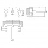 Arvan Chrome Wall Mounted 3 Tap Hole Basin Mixer - Technical Drawing