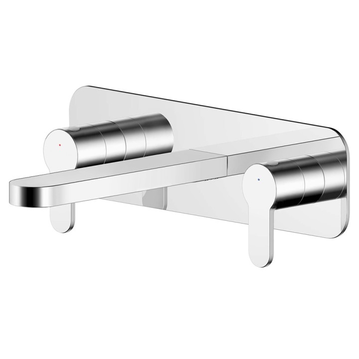 Arvan Chrome Wall Mounted 3 Tap Hole Basin Mixer With Wall Plate