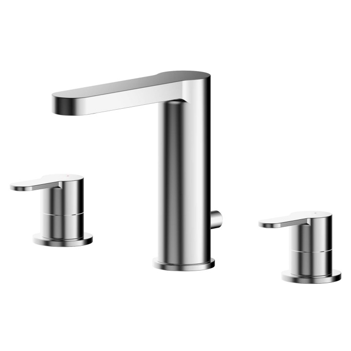 Arvan Chrome Deck Mounted 3 Tap Hole Basin Mixer With Pop Up Waste