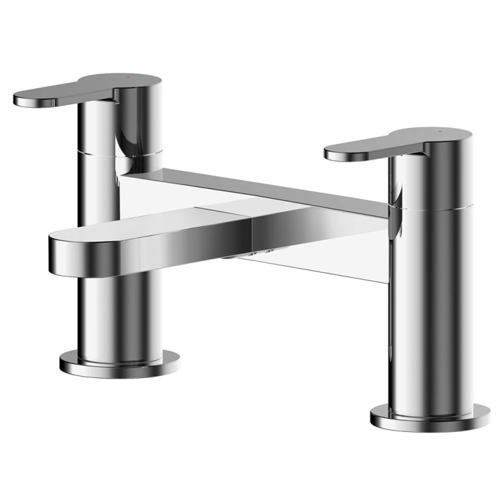 Arvan Chrome Twin Flat Lever Deck Mounted Bath Filler