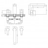 Arvan Chrome Deck Mounted 3 Tap Hole Bath Filler - Technical Drawing