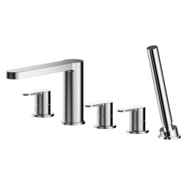 Arvan Chrome Deck Mounted 5 Tap Hole Bath Shower Mixer