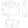 Binsey Chrome Mono Basin Mixer (Includes Push Button Waste) - Technical Drawing