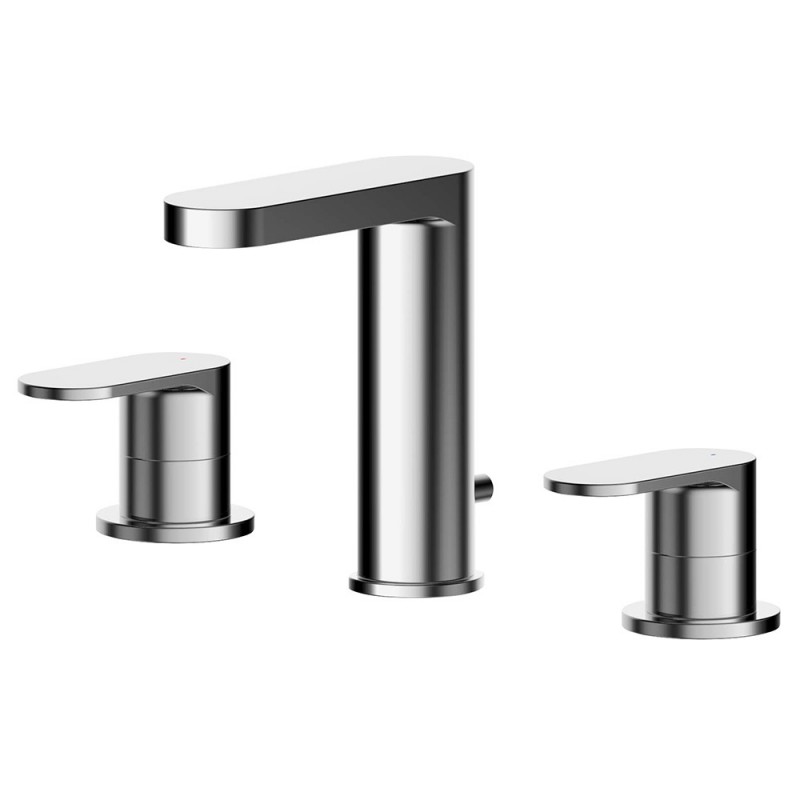 Binsey Deck Mounted 3 Tap Hole Basin Mixer With Pop Up Waste