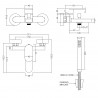 Binsey Wall Mounted Bath Shower Mixer - Technical Drawing
