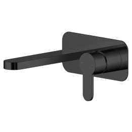 Arvan Black Wall Mounted 2 Tap Hole Basin Mixer With Wall Plate