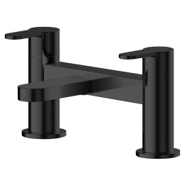 Arvan Black Twin Flat Lever Matt Black Deck Mounted Bath Filler