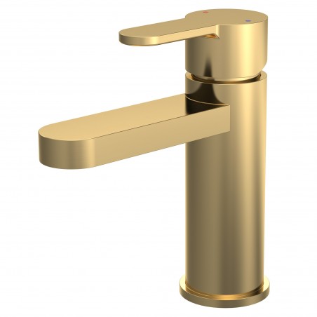 Arvan Brushed Brass Mono Basin Mixer With Push Button Waste