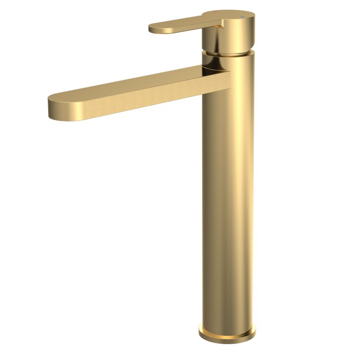 Arvan Brushed Brass High-Rise Mono Basin Mixer