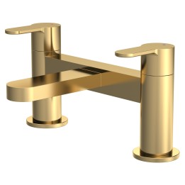 Arvan Brushed Brass Twin Flat Lever Deck Mounted Bath Filler