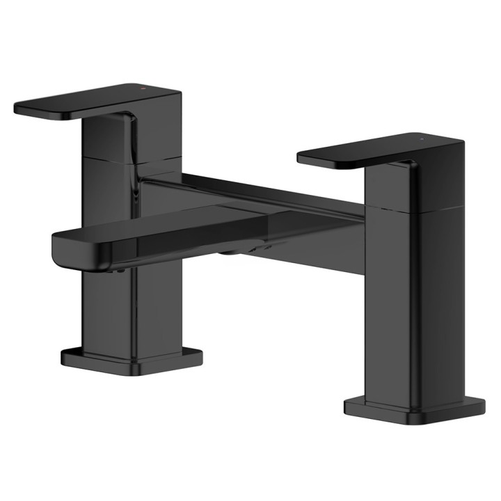 Windon Twin Flat Lever Matt Black Deck Mounted Bath Filler