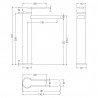 Arvan Brushed Pewter High-Rise Mono Basin Mixer (No Waste) - Technical Drawing
