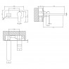 Arvan Brushed Pewter Wall Mounted 2 Tap Hole Basin Mixer With Plate - Technical Drawing