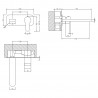 Windon Wall Mounted 2 Tap Hole Basin Mixer With Plate - Brushed Pewter - Technical Drawing