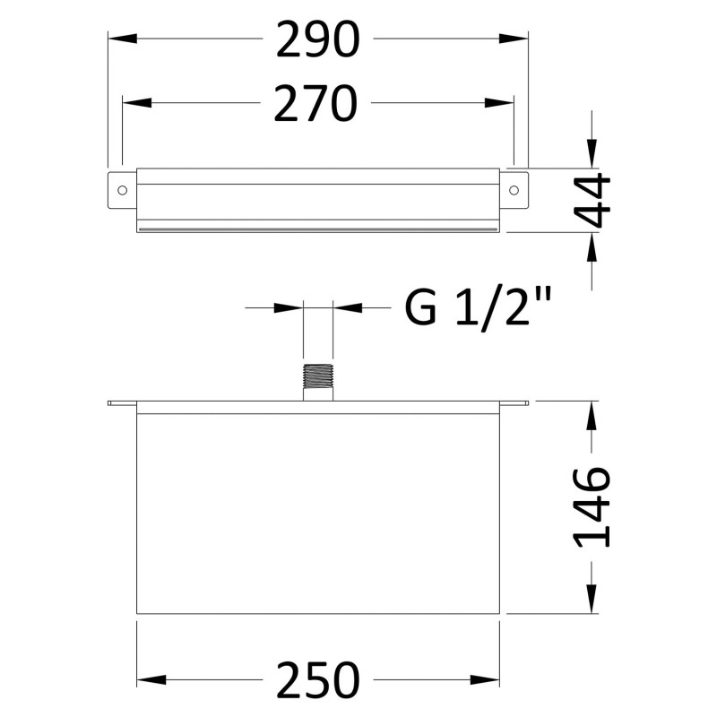 Waterfall Filler Spout Shower/Bath - Technical Drawing