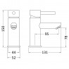 Series 2 Chrome Mono Basin Mixer Tap (Includes Push Button Waste) - Technical Drawing