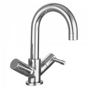 Series 2 Economy Mono Basin Mixer Tap with Push Button Waste Dual Handle