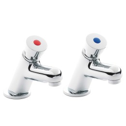 Commercial Self Closing Non-Concussive Basin Taps Pair (Push Button)