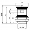 Basin Waste With Stainless Steel Plug & Ball Chain - Technical Drawing