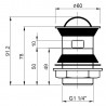 Stainless Steel Flip Top Basin Waste Slotted - Technical Drawing