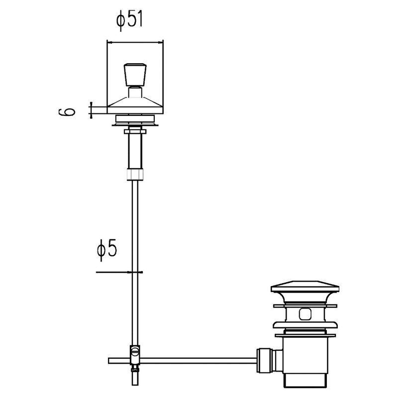 Basin Pop Up Waste - Technical Drawing