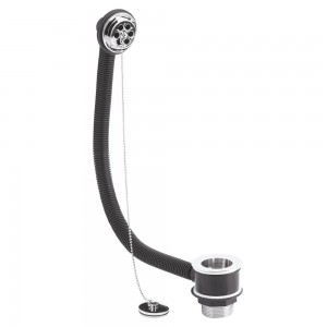 Bath Waste & Overflow with Chrome Plug and Ball Chain (Suitable for baths up to 5mm thick)